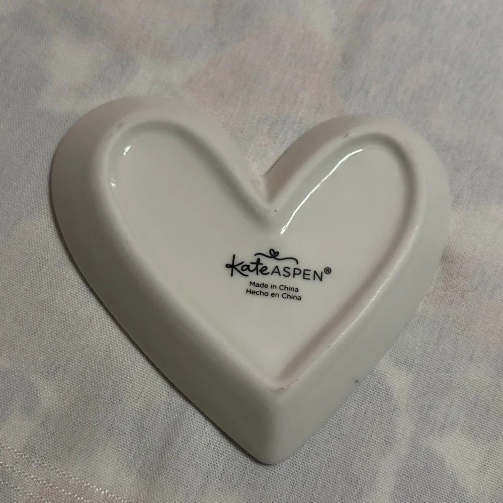 Heart-Shaped White trinket tray with Gold Accent